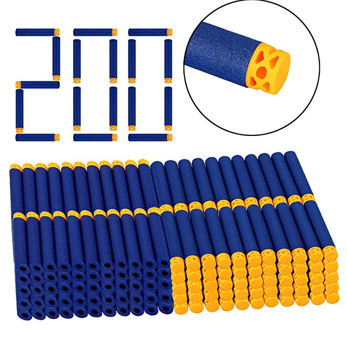 Dreampark Refill Bullet Darts for Nerf N-Strike Elite Series Blasters 200 PCS Pack Hollow Out EVA Sponge Foam Soft Tips for Children Toys ( Blue )