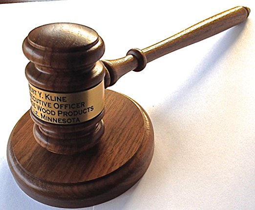 Gavel Engraved with Round Block - Made in USA