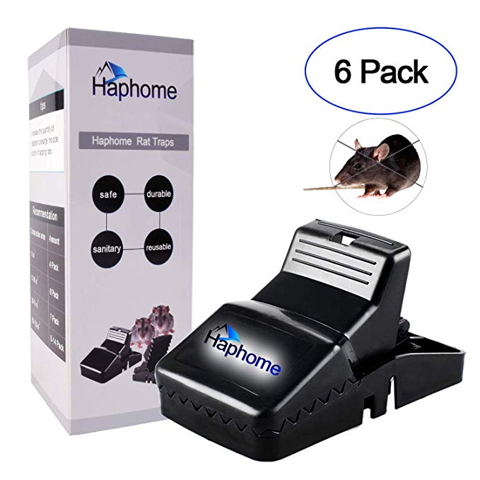 Haphome Rat trap Safe & Effective to Kill Rat Easily|Best for Humane Kill & Mouse Disaster Control, pest control mouse trap-6 Pack (Black 1)