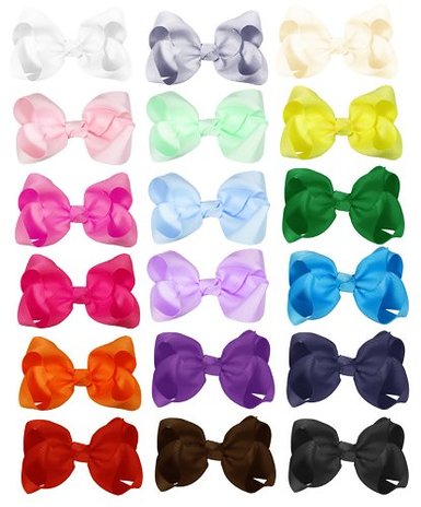 HipGirl Boutique Girls Grosgrain Ribbon Alligator Hair Bow Clips Barrettes Perfect to Wear Alone or With Headband Hat