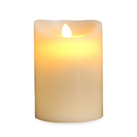 Gideon 5 Inch Flameless LED Candle - Real Wax & Real Flickering Candle Motion - with Remote (On/Off, Timer, Dimmer) - Vanilla Scented, Ivory