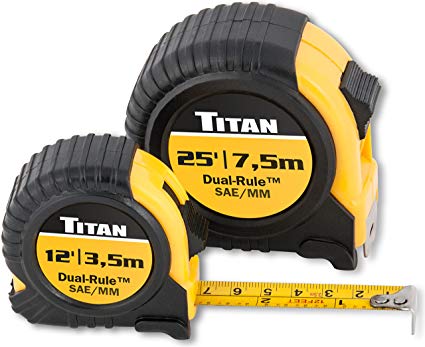 Titan Tools 10903 2-Piece Combo Dual Rule Tape Measure Set (12' & 25')