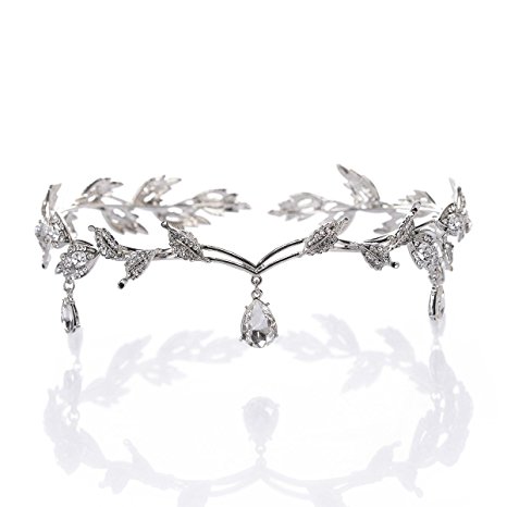 Remedios Elegant Rhinestone Leaf Wedding Headpiece Headband Bridal Tiara Crown