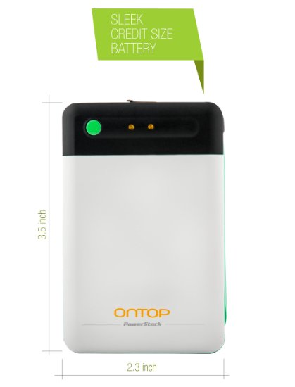 ON TOP Slim iPhone PowerStack Battery with Integrated Lightning Connector Provides 8 Hours of Energy comes with Integrated Micro flashlight - Apple MFI Certified Won't Destroy your iPhone-green