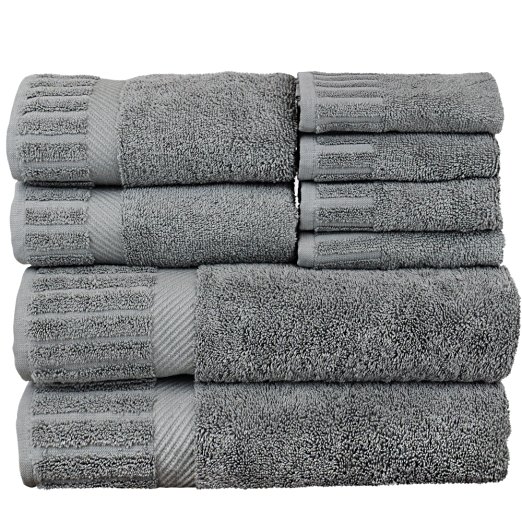 Bare Cotton Piano Key Collection Luxury Hotel & Spa Towel Set (Set of 8), Gray