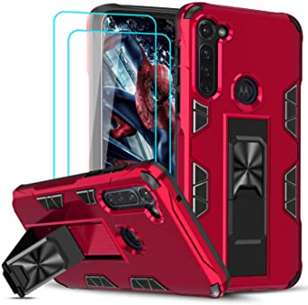 Moto G Stylus Case, Motorola G Stylus Case with 2 Tempered Glass Screen Protector, LeYi Military-Grade Shockproof Built-in Kickstand Magnetic Car Mount Protective Cover Case for Moto G Stylus, Red