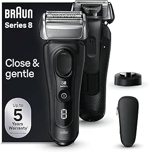 Braun Series 8 8510s Rasoir Électrique Pour Homme, 4 Éléments De Rasage, Tondeuse De Précision Intégrée, Base De Recharge, Étanche, 60 Minutes D’Autonomie, Fabriqué En Allemagne, Noir