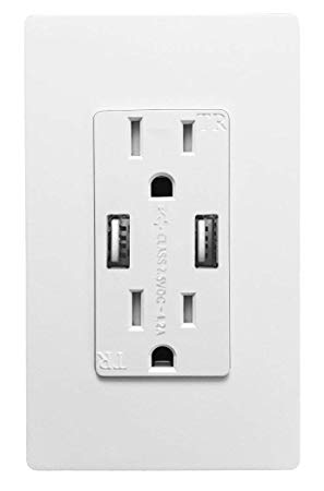Outlet with USB High Speed Charger 4.2A Charging Capability,Duplex Receptacle 15 Amp, Tamper Resistant Wall socket USB Outlet,Child Proof Safety,Screwless Wall Plate,White