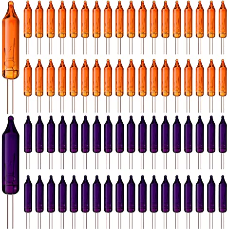 100 Pieces Halloween Mini Light Bulbs 2.5 Volt 0.17A Replacement Mini Light Bulbs Glass Incandescent Halloween Lighting Decor for Christmas Trees Home Party Decoration (100, Purple and Orange)