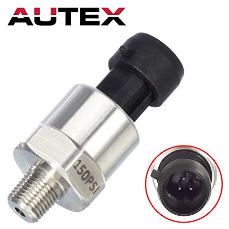 AUTEX Pressure Transducer/Sender/Sensor 150/200 Psi Stainless Steel Compatible With Oil, Fuel, Air, Water (150 Psi)