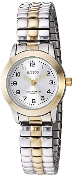 Sutton by Armitron Women's SU/1008SVTT Easy to Read Two-Tone Expansion Band Watch