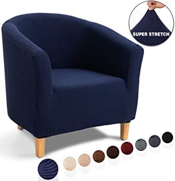 TIANSHU Tub Chair Slipcover,Armchair Slipcovers,Sofa Covers, Couch covers, Pet Covers,for Dining Living Room Office Reception Chair cover(Tub Chair cover,Navy Blue)