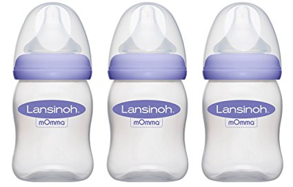 Lansinoh mOmma Breastmilk Feeding Bottle with NaturalWave Nipple, 5 Ounce, 3 Count, BPA Free and BPS Free