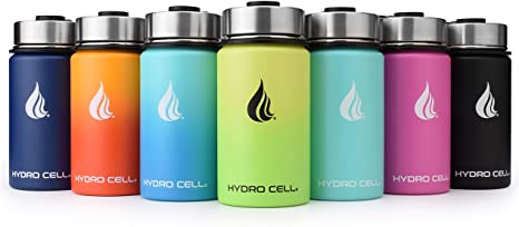 HYDRO CELL Stainless Steel Water Bottle w/ Straw & Wide Mouth Lids (64oz 40oz 32oz 24oz 18oz 14oz) - Keeps Liquids Hot or Cold with Double Wall Vacuum Insulated Sweat Proof Sport Design