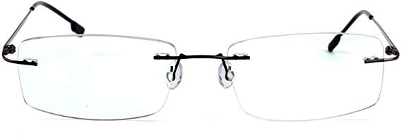 Agstum Titanium Alloy Flexible Rimless Hinged Frame Prescription Eyeglasses Rx