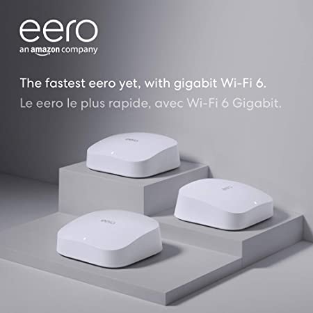 Introducing Amazon eero Pro 6 tri-band mesh Wi-Fi 6 system with built-in ZigBee smart home hub (3-pack)