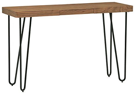 Rivet Hairpin Wood and Metal Tall 29.5" Console Table, Walnut and Black