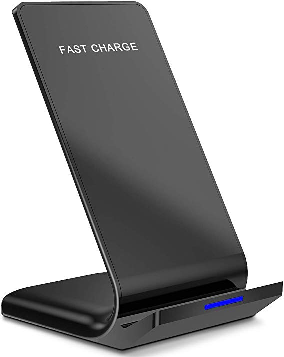 2-Coils Max Fast Wireless Charger, Qi-Certified 10W Wireless Charging Stand Compatible with iPhone Xs MAX/XR/XS/X/8/8Plus, Galaxy S10/S10 Plus/S10E/S9(No AC Adapter)