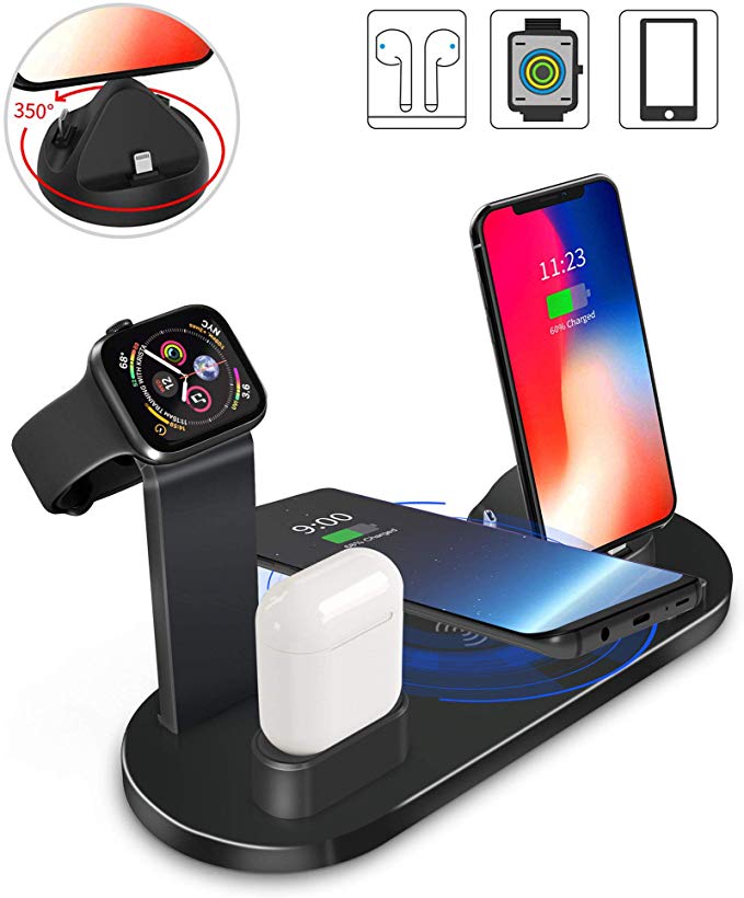 Wireless Charger, Leebote 3 in 1 Wireless Charging Stand,Charging Station for Multiple Devices, Qi Fast Wireless Charging Dock Compatible iPhone X/XS/XR/Xs Max/8/8 Plus/Airpods and More