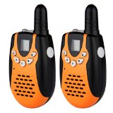 FLOUREON 22 Channel Twin Walkie Talkies UHF462-467MHz 2-Way Radio 3KM Range Interphone US OrangeBlack