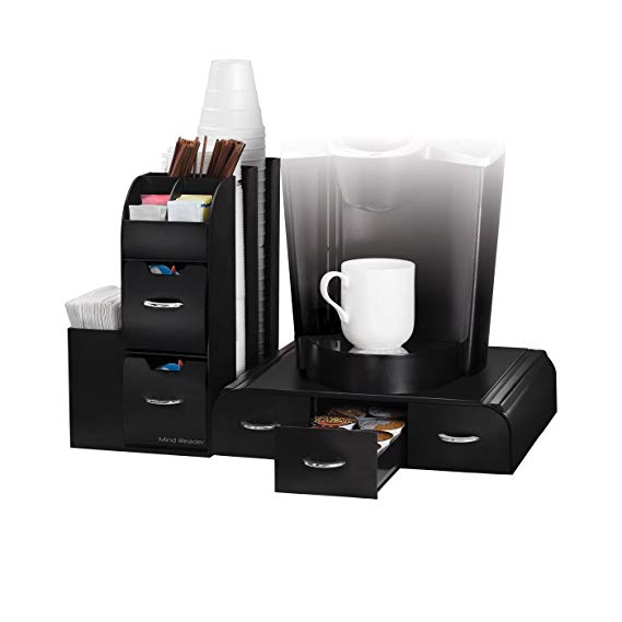 Mind Reader CMB02-BLK"Combine" 2-Piece Single Serve Coffee Pod Drawer and Condiment Organizer Station, Black