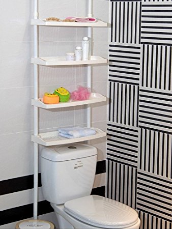 Feibrand 4 Tier Kitchen Bathroom Storage Shower Caddy Shelf Shelves Unit Adjustable Height No Screws Required