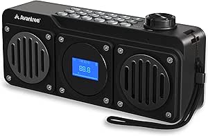 Avantree Boombyte - Radio FM Portable avec Enceinte Bluetooth, Deux Haut-parleurs (14W), Volume élevé, Son stéréo, Emplacement pour Carte Micro SD, avec Port USB, 11H Rechargeable Lecteur MP3