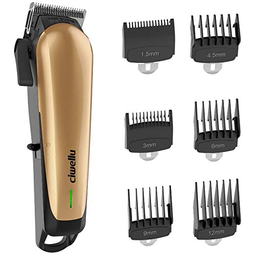 Hair Clippers for men Professional Cordless Rechargeable Hair Cutting Kit with 6 Metal Guard Combs,Ciwellu Electric Hair Trimmer with Taper Lever,Built-in 2000mAh Li-ion Battery and Heavy Duty Motor