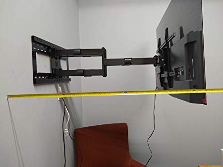 Dual Arm 36" Extension Articulating TV Wall Mount 55" to 82" with 16"-24" Stud Support, 150 lbs Load for Samsung LG
