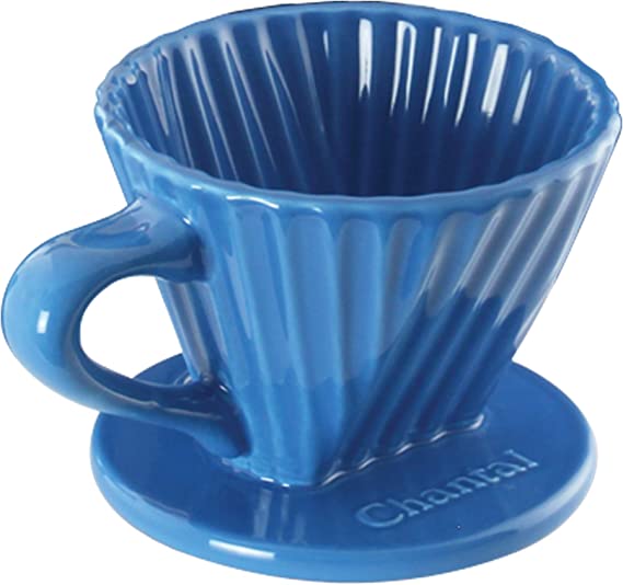 Chantal"Lotus" Ceramic Pour Over Coffee dripper, 8 Ounces, Blue Cove