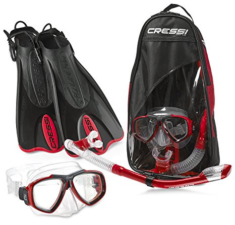 Cressi Palau Mask Fin Snorkel Set with Snorkeling Gear Bag