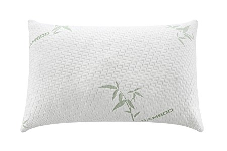 Alveo Premium Quality Shredded Memory Foam Pillow with a Removable Washable Soft Zip Bamboo Fiber Cover - Assorted Sizes and Luxury Design