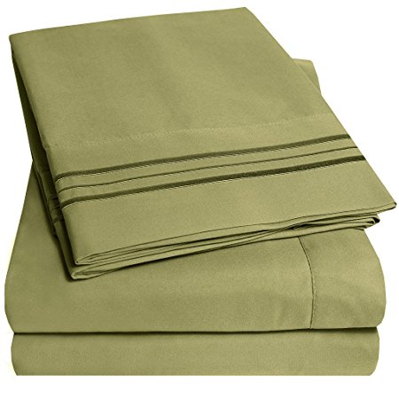 1500 Supreme Collection Extra Soft Full Sheets Set, Sage - Luxury Bed Sheets Set With Deep Pocket Wrinkle Free Hypoallergenic Bedding, Over 40 Colors, Full Size, Sage