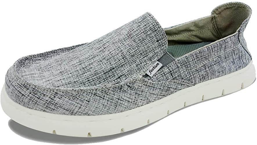 Boat Shoes Men Deck-Canvas-Loafers-Slipon-for Mens Casual Walking Vintage Flat Comfort Shoe