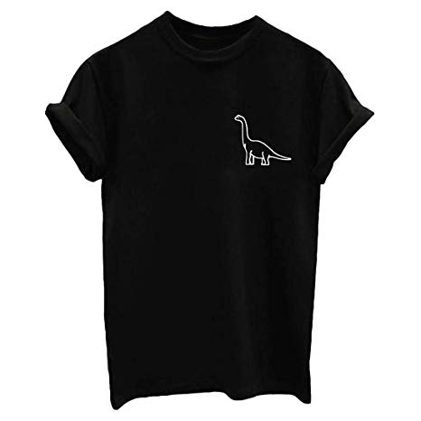 ROSEPARK Women Cute Dinosaur Graphic T-shirts Teen Girls Funny Tees