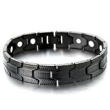 Exquisite Black Stainless Steel Bracelet for Men with Magnets High Polished