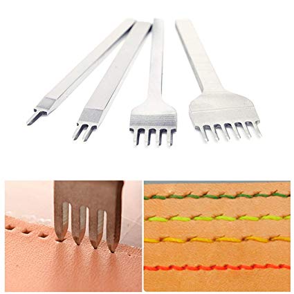 4mm Leather Craft Tool Hole Punches 1 2 4 6 Prong Lacing Stitching Punch, Craft Kits