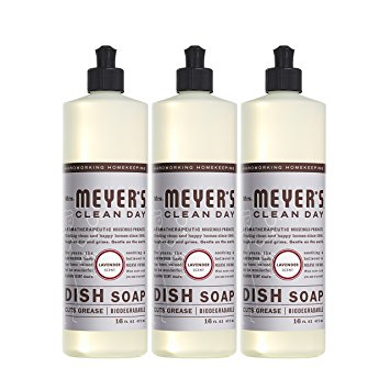 MRS MEYERS Liquid Dish Soap, Lavender, 16 Fluid Ounce (Pack of 3)