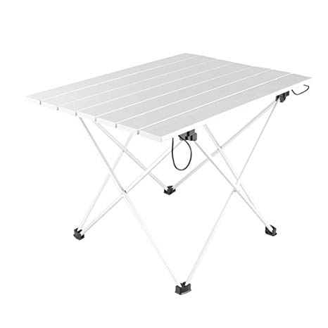 Luufan Ultralight Aluminum Folding Camping Table, Portable Roll-Up Table with Carrying Bag for Outdoor, Camping, Picnic, Beach, Fishing, Cooking (3 Size)