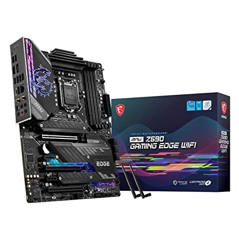 MSI MPG Z590 Gaming Edge WiFi Motherboard ATX - Supports Intel Core 11th Gen Processors, LGA 1200 - Mystic Light, 14 Duet Rail 75A VRM, DDR4 Boost (5333MHz/OC), PCIe 4.0 x16, M.2 Gen4/3 x4, Wi-Fi 6E