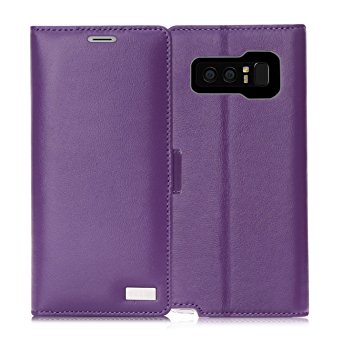 Note 8 Case, Galaxy Note 8 Case, FYY [RFID Blocking wallet] Premium Genuine Leather 100% Handmade Wallet Case Credit Card Protector for Samsung Galaxy Note 8(2017) Purple