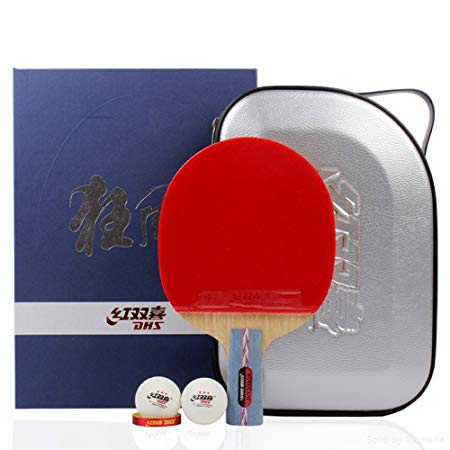 DHS Ping Pong Paddle Table Tennis Racket, Hurricane Paddle Balls Carrying Case Set