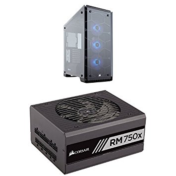 Corsair Crystal Series 570X RGB - Tempered Glass, Premium ATX Mid-Tower Case Cases and Corsair RMx Series, RM750x, 750W, Fully Modular Power Supply, 80 PLUS Gold Certified