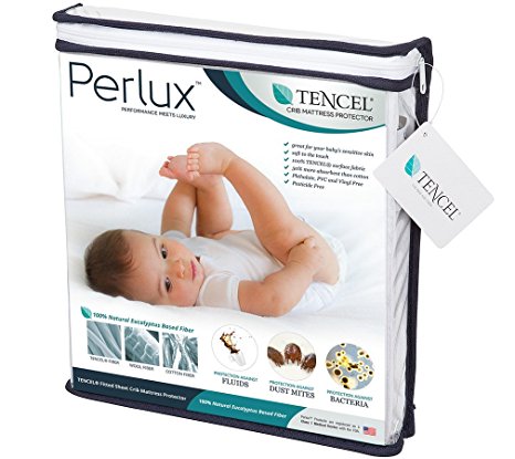 Perlux Hypoallergenic Tencel 100% Waterproof Crib Mattress Protector - Vinyl, PVC, Phthalate and Pesticide Free