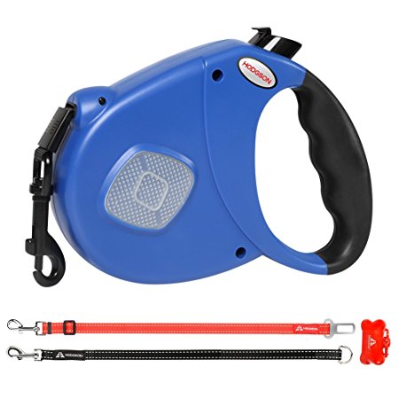 HODGSON Retractable Dog Leash with Two Alternative Bite-proof Front Part Leashes, Heavy-Duty and Fluorescence Design for One or TWO Dogs