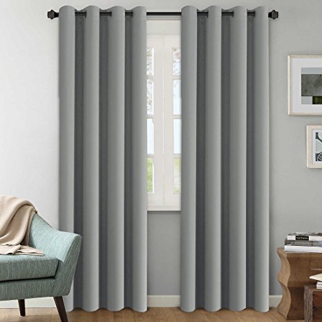 H.Versailtex Blackout Room Darkening Curtains / Window Panel Drapes - (Grey Color) - 2 Panels - 52 inch Wide by 84 inch Long Solid Dove Gray Pattern,Grommet Top