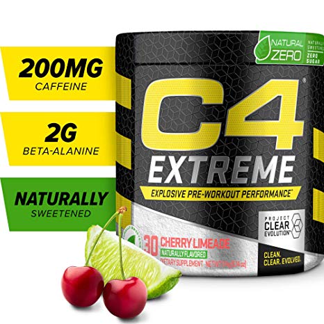 C4 Extreme Natural Zero Pre Workout Powder Cherry Limade | Natural Flavored Sugar Free Preworkout Energy Supplement for Men & Women | 200mg Caffeine   Beta Alanine   Creatine | 30 Servings