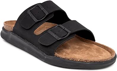 Nautica Men's Sandals - Casual Slides with 2 Adjustable Buckle Straps and Cork Footbed for Ultimate Comfort and Style