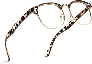 Cyxus Leopard Blue Light Glasses for Women Men Semi Rimless Browline Frame Glasses Reduce Eye Strain UV Protection for Computer Screen 8056T03