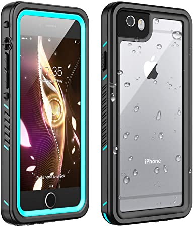 Huakay iPhone 6 Waterproof Case iPhone 6s Waterproof Case(4.7inch), IP68 Shockproof Dirtproof 360° Full Body Protection Waterproof for iPhone 6/6s (Blue/Clear)